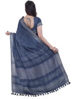Lake Blue Women's Bhagalpuri Handloom Linen Blend Saree And Variation Of Colors With Running Unstiched Blouse Piece - Image 2