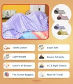 Bhagalpuri Chadar Cotton Single Striped Printed Flat Bedsheet (Pack of 1, GREY WHITE PRINTED) - Image 5