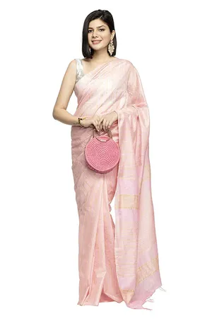 Kota Silk Bhagalpuri Striped Bollywood Saree (Faiery_Pink)