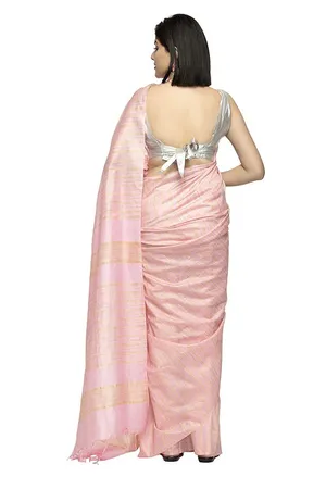 Kota Silk Bhagalpuri Striped Bollywood Saree (Faiery_Pink) - Image 3