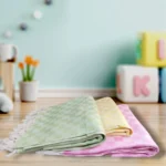 Bhagalpuri Silky Chadar/Duet/Bedsheet Pink Yellow & Green best for Traveling train and car