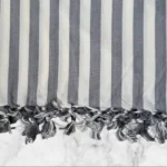 Bhagalpuri Chadar Cotton Single Striped Printed Flat Bedsheet (Pack of 1, GREY WHITE PRINTED) - Image 2